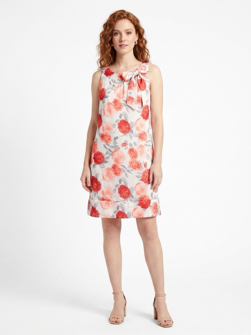H&M women’s colorful floral dress Sz 14 easy fit lined knee length wedding guest